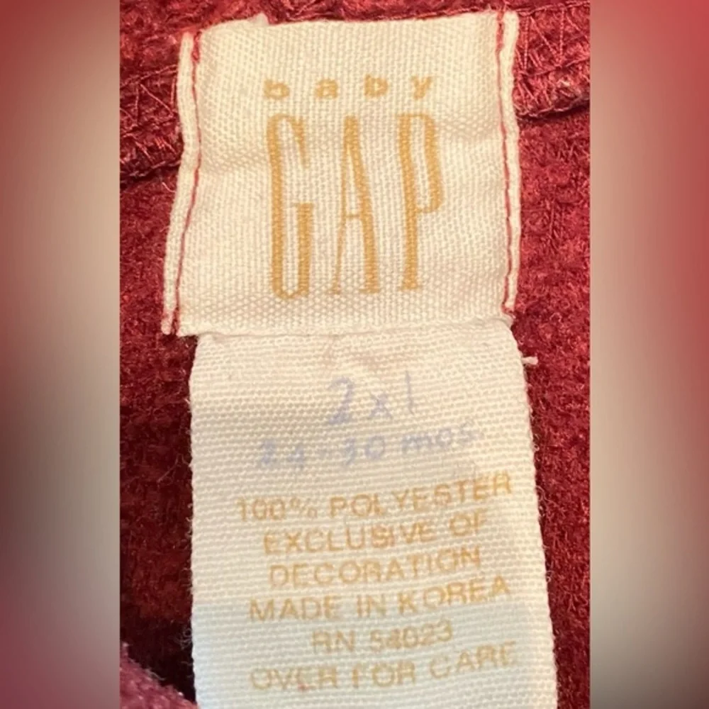 Vintage Baby Gap Unisex 2XL (24-30 Months) 100% Polyester Maroon Graphic Hoodie‎